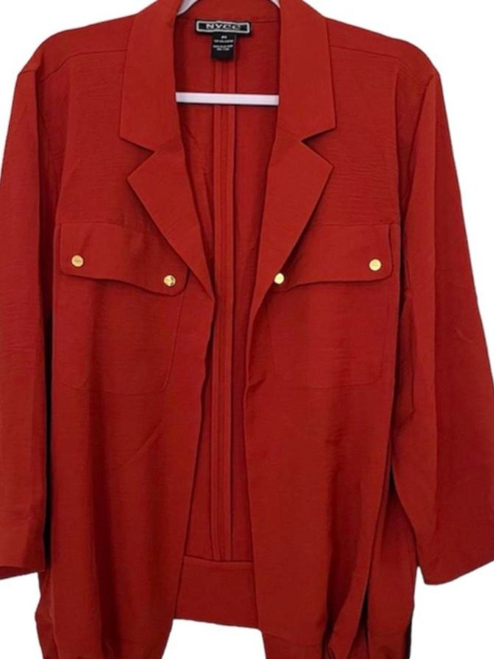 NY&C Women's Red Open-Front Blazer with Gold Accents